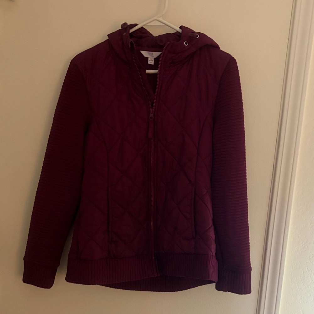 Time and Tru Maroon Quilted Jacket